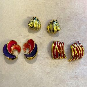 Bundle of Vintage 1984 multicolored and gold clip earrings